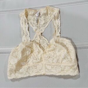 Free People Lace Bralette racer back Ivory size S/P